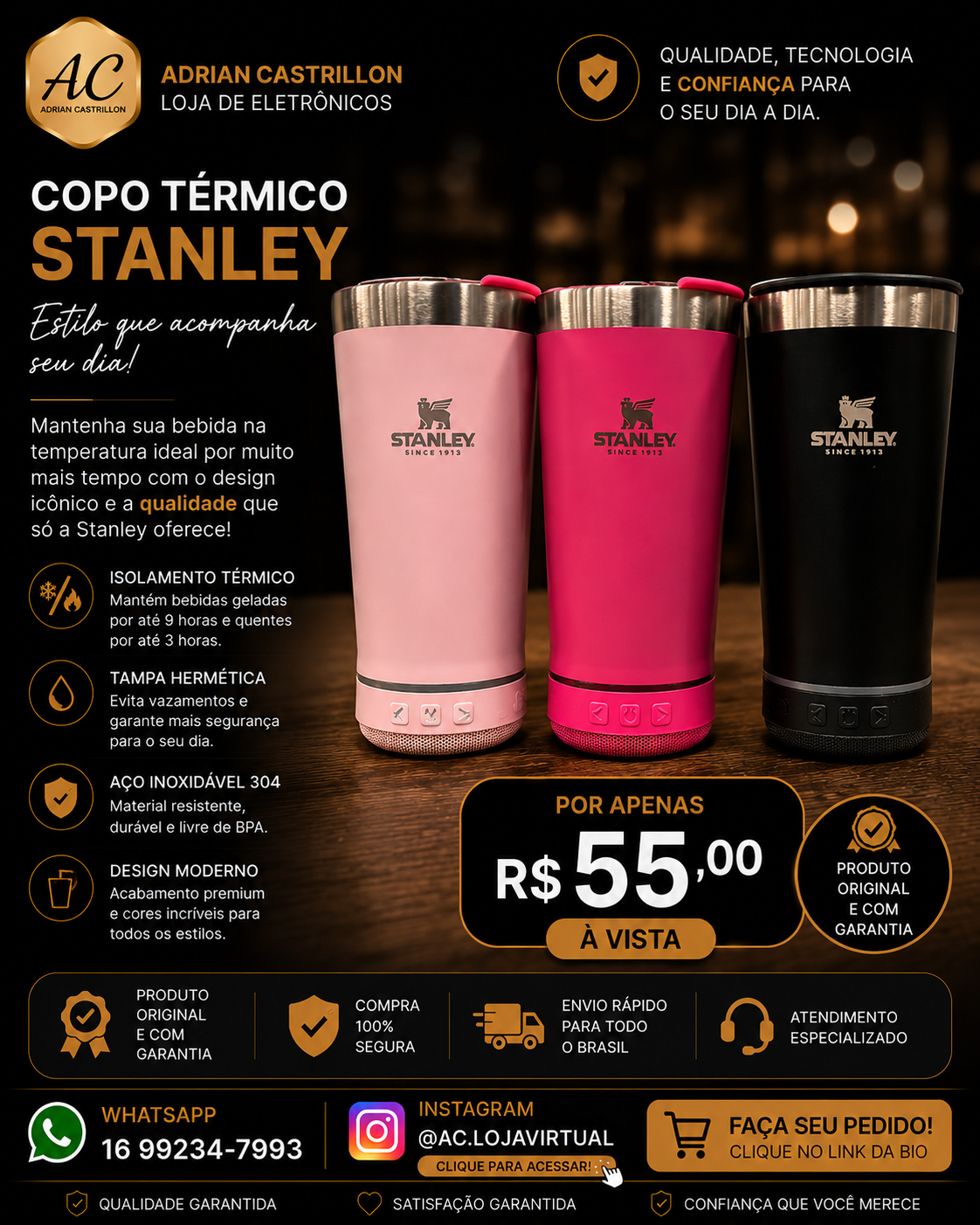 Copo Térmico Com Som