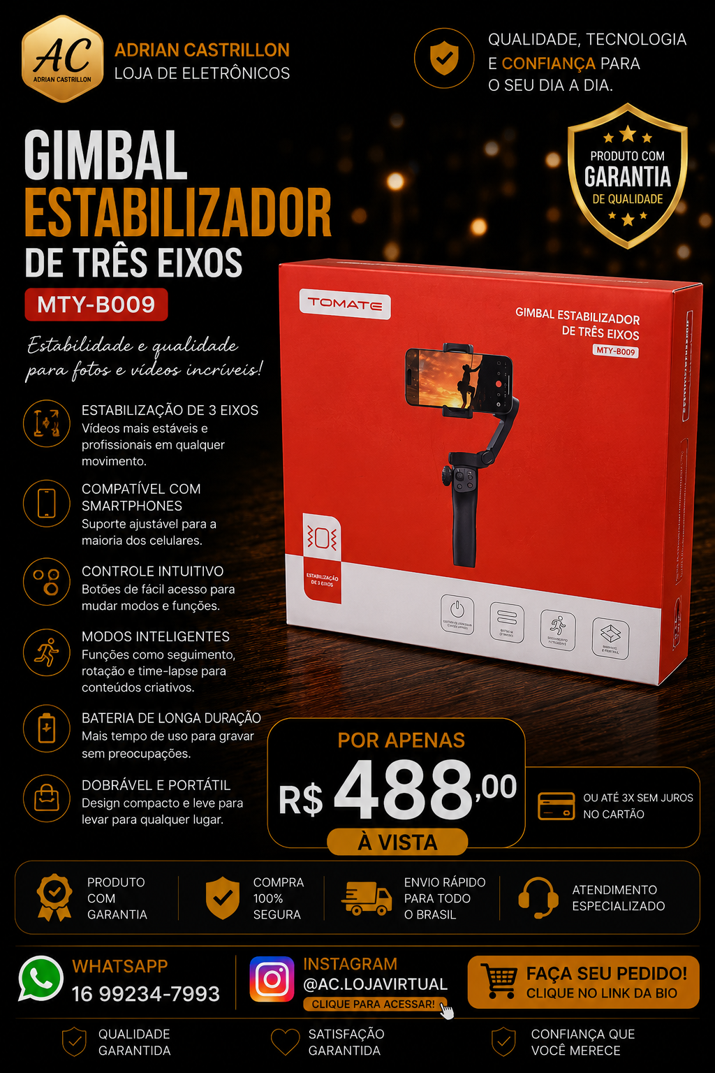 Gimbal Estabilizador de Três Eixos
