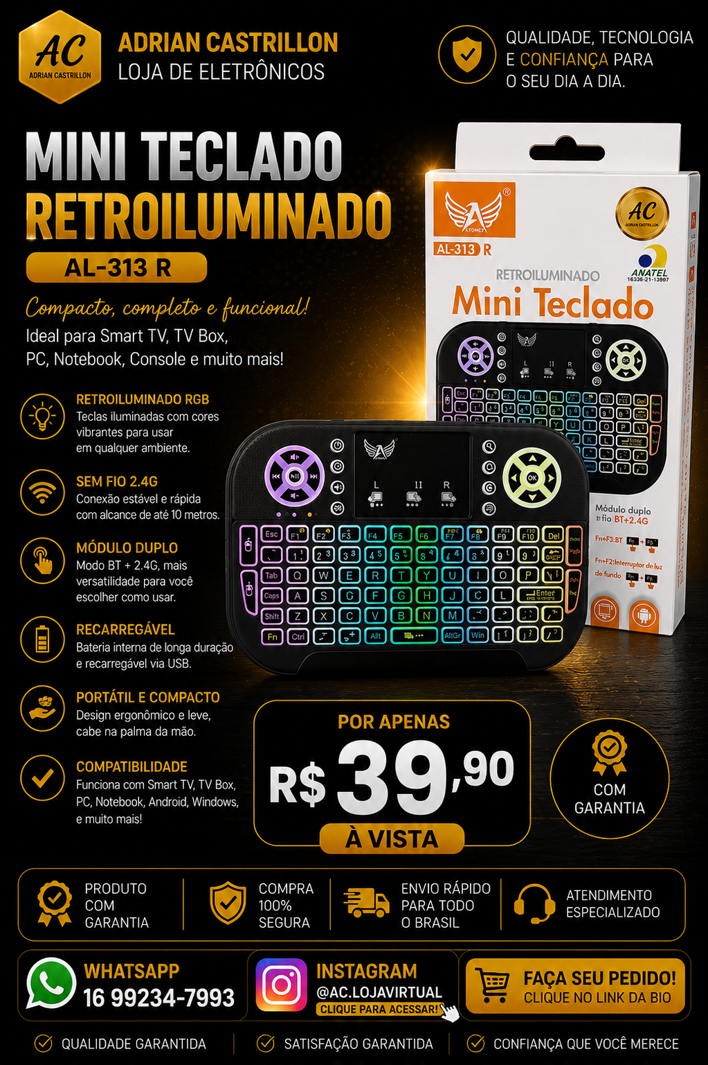 Teclado Para Smart Tv ou Tv Box