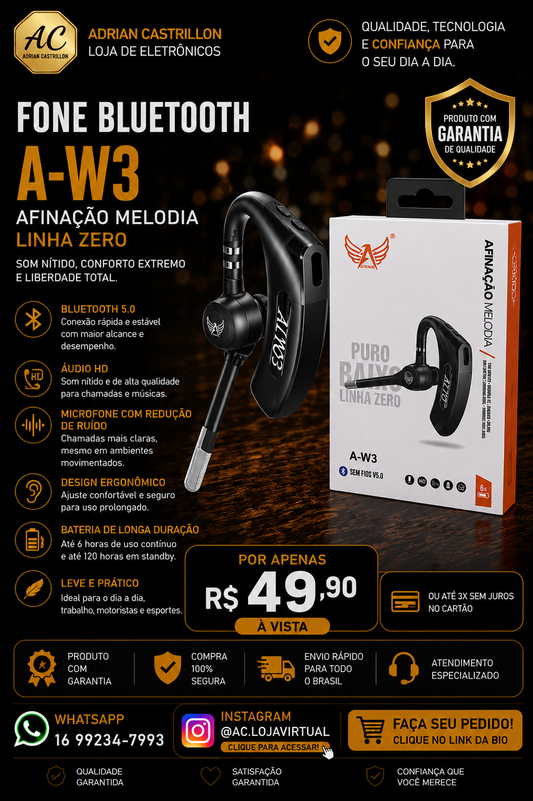 Fone de Ouvido A-W3