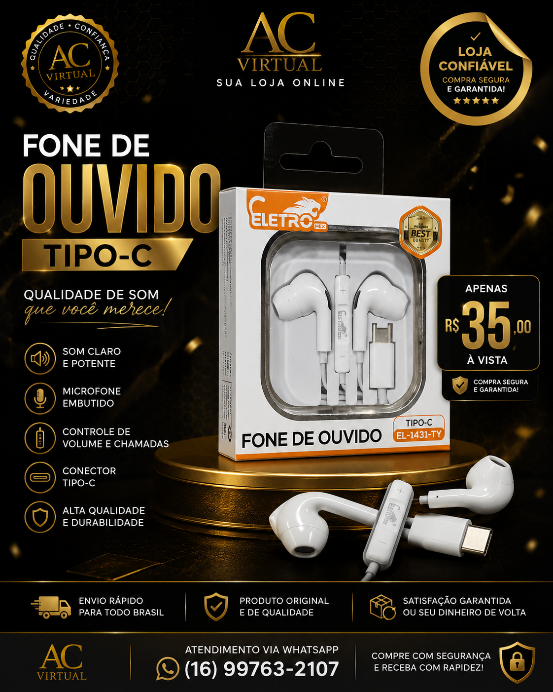 Fone de Ouvido Tipo C e iOS
