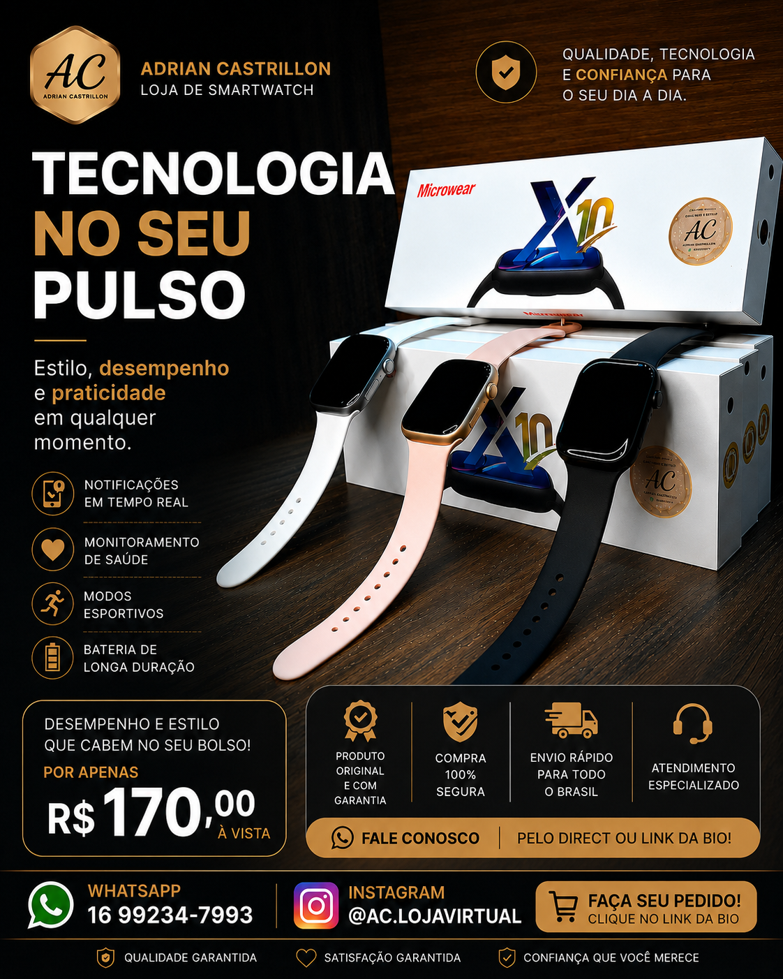 Relógio SmartWatch X10