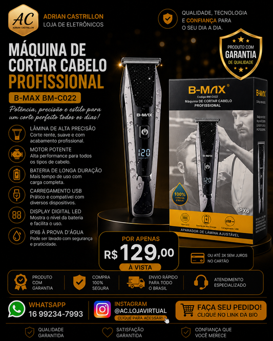 Maquina Profissional de Cortar Cabelo