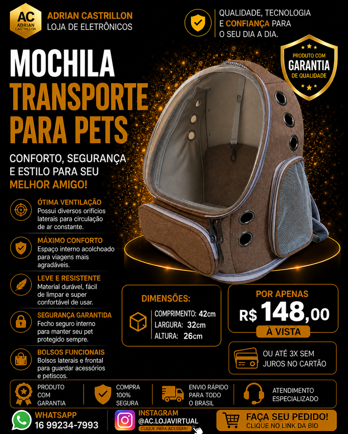 Mochila de Transporte para Pets
