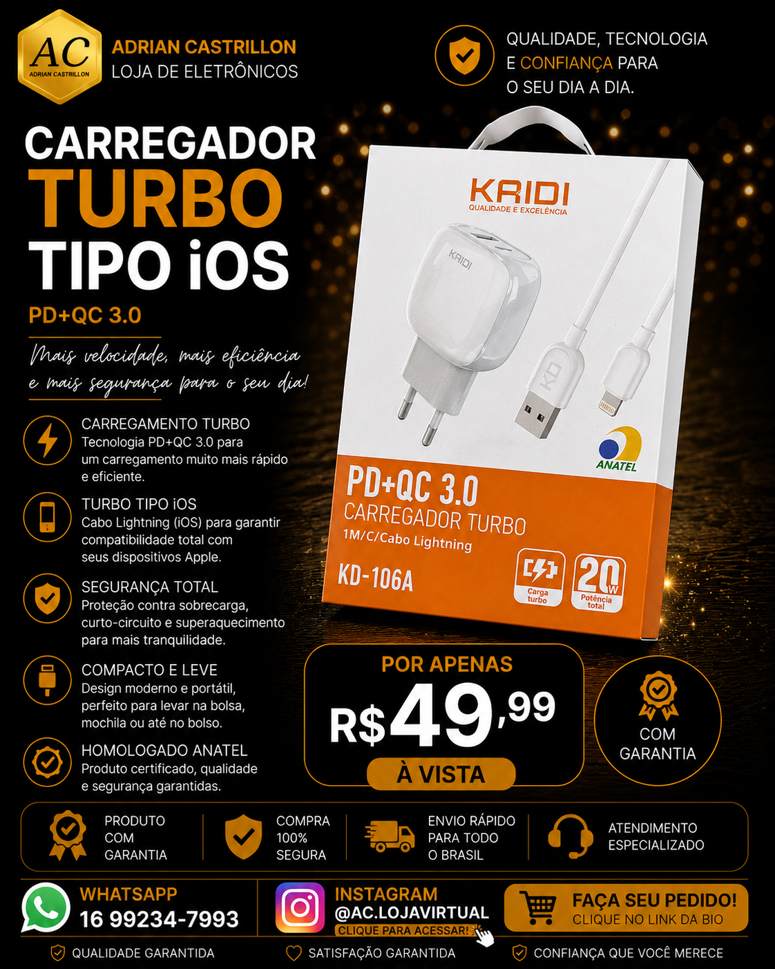 Carregador Turbo Tipo iOS