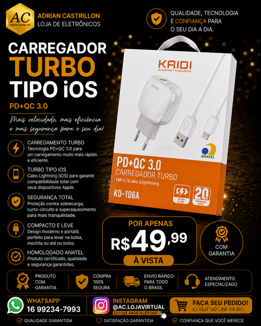 Carregador Turbo Tipo iOS