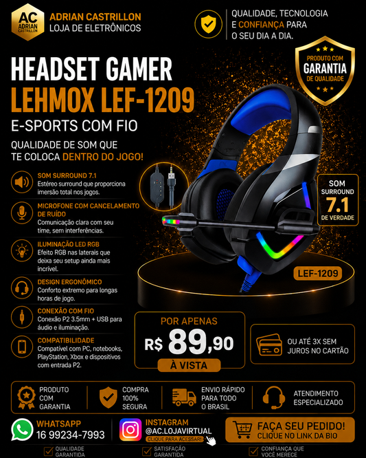 Fone Heads Gamer Com Fio