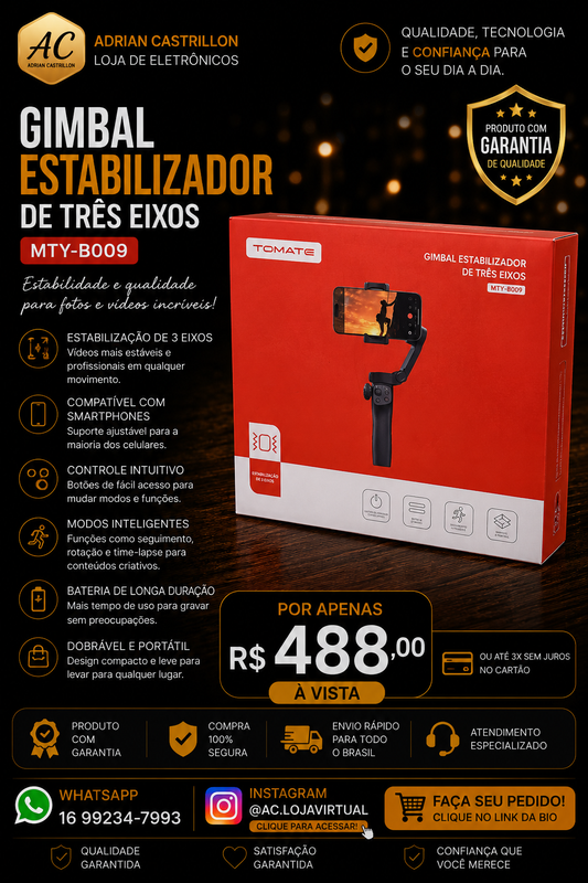 Gimbal Estabilizador de Três Eixos
